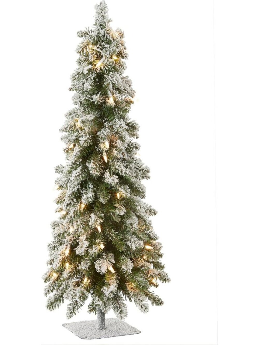 3ft Pre-Lit Flocked Downswept Christmas Tree - Festive Holiday Decor, Easy Setup